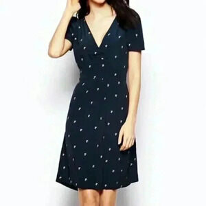 Sessùn  Bang Bang Dress Navy Cherry Print V Neck Short Sleeves Viscose Women's S